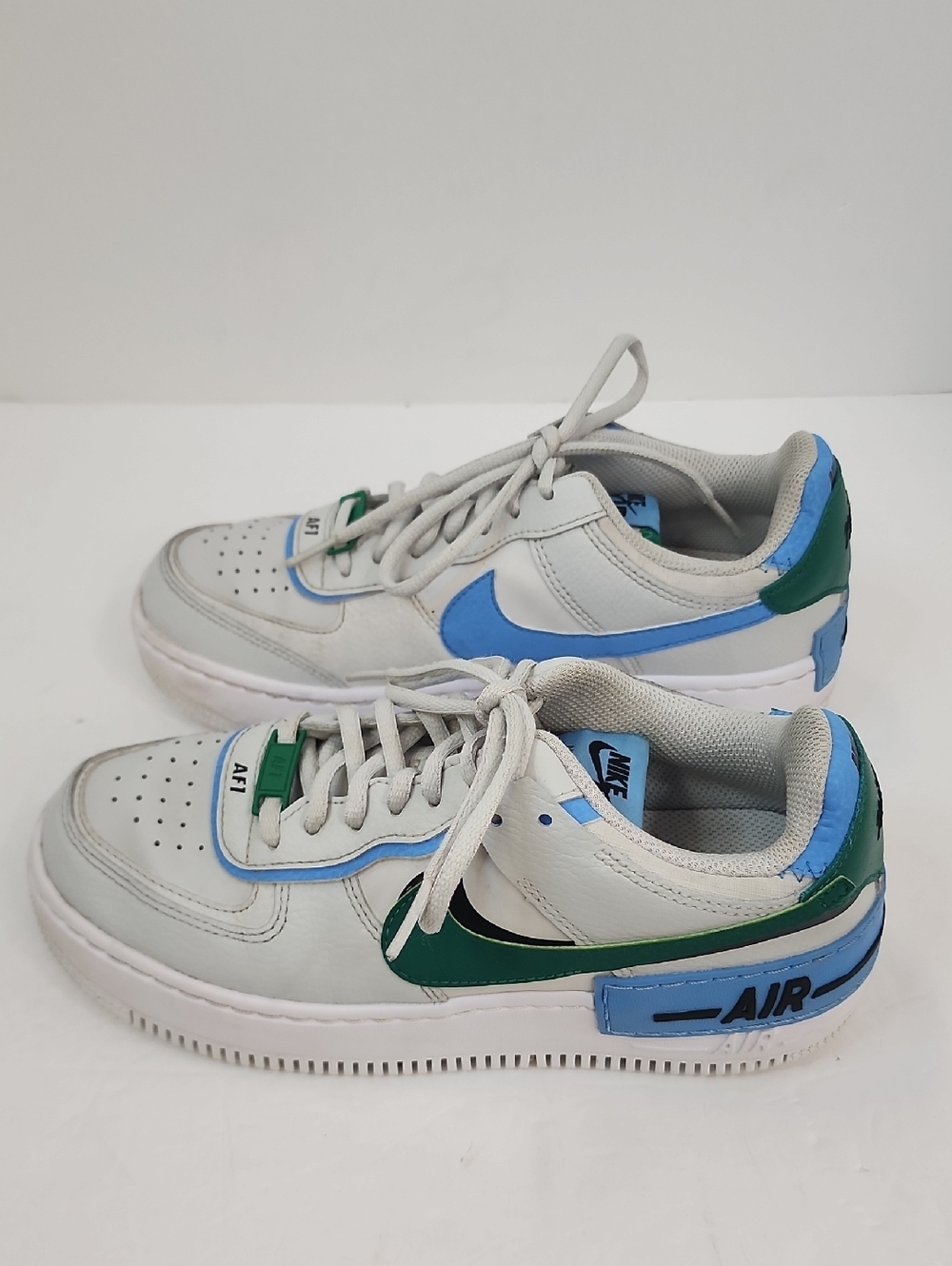 Nike Air Force 1 White Blue Green Low Top Sneakers Shoes Size 7 - Picture 4 of 13